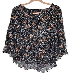 Cynthia Rowley floral print ruffled blouse